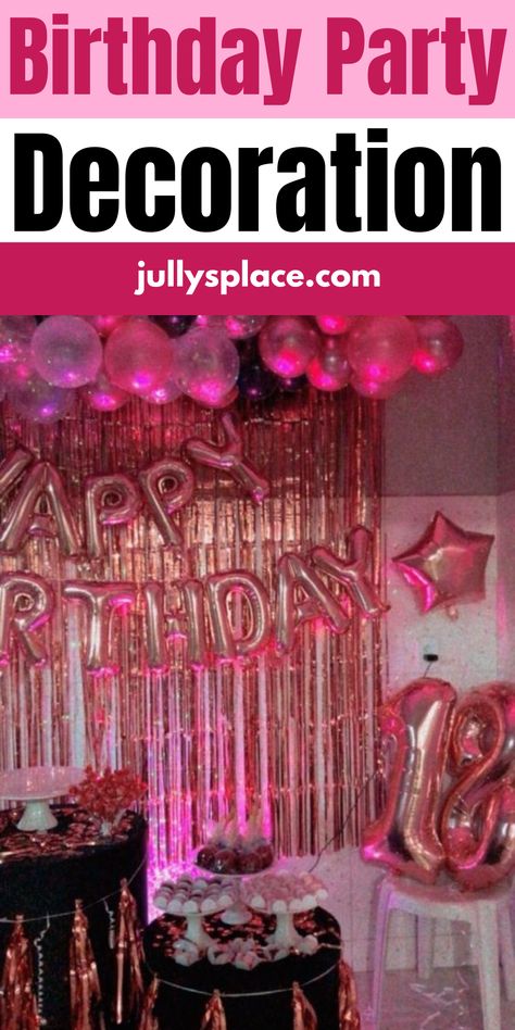 birthday party decor Aesthetic Bday Party Decor, Pink Birthday Party Aesthetic Ideas, Pink Themed Birthday Party Aesthetic, Pink Euphoria Party, Pink B Day Party, Pink Bday Party Ideas Aesthetic, 21 Birthday Decor, All Pink Birthday Party Decoration, Pink Bday Party Ideas