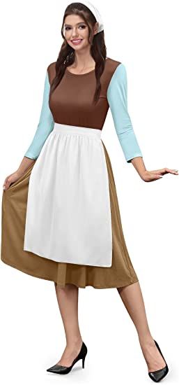 Peasant Dress Costume, White Headscarf, Brown Princess, Peasant Costume, Halloween Princess, Vintage Red Dress, Cinderella Costume, Halloween Crewneck, White Apron