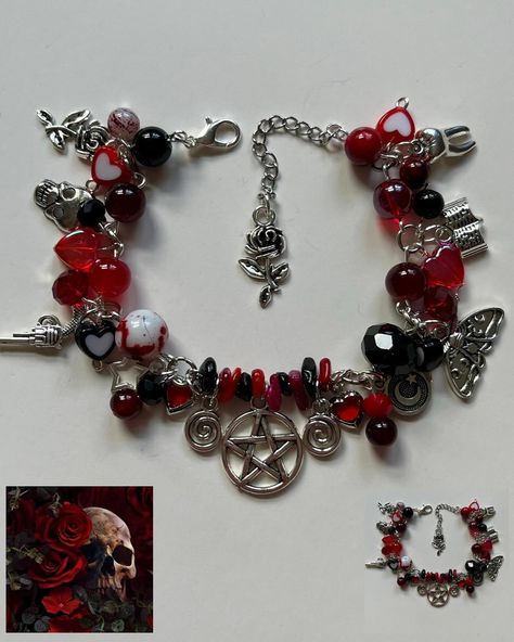 Goth Handmade Jewelry, Emo Bracelet Ideas, Vampire Bracelet, Goth Gift Ideas, Goth Bracelets, Anik Anik, Emo Jewelry, Goth Gifts, Gothic Jewellery