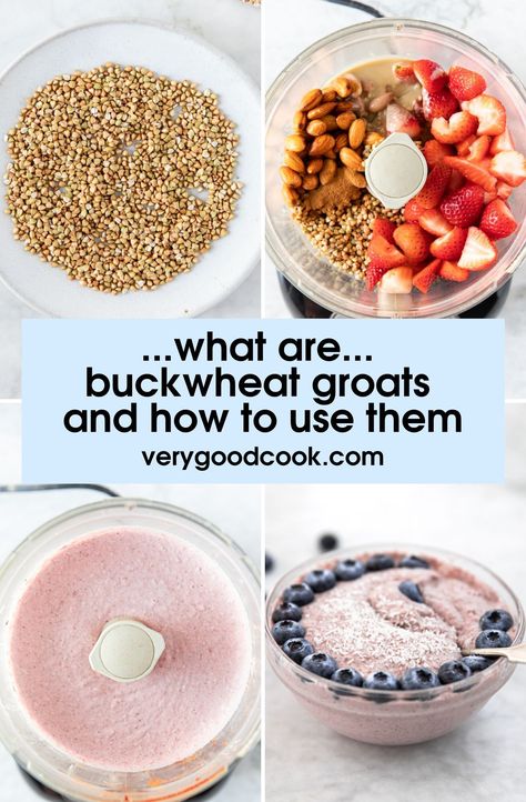 Change up your breakfast routine with this delicious, raw buckwheat groats porridge. It's a super quick recipe made by soaking buckwheat groats and almonds overnight, and finishing in a food processor with strawberries, tahini, and cinnamon. Top with your favorite fruit. Raw Buckwheat Porridge, Whole Buckwheat Recipes, Raw Buckwheat Recipes, Russian Buckwheat Recipes, Overnight Buckwheat Groats, Buckwheat Porridge Recipes, Overnight Groats, Buckwheat Breakfast Recipes, Buckwheat Porridge Breakfast