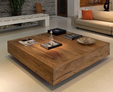 Big Center Table Living Room, Center Table Living Room Modern Woods, Modern Centre Table Design Living Rooms, Centre Table Living Room Modern, Modern Coffee Table Design, Coffee Table Design Ideas, Center Coffee Table, Small Bathroom Designs, Square Wood Coffee Table