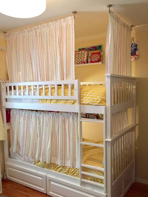 Lightweight and breathable bunk bed curtains Bunk Beds With Curtains, Beds With Curtains, Bunk Bed Curtains, Loft Bed Curtains, Bunk Bed Tent, Bed For Girls Room, Bed Drapes, Triple Bunk Beds, Diy Bunk Bed