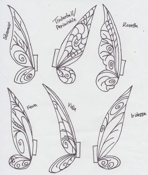 printable fairy wings template | Tinkerbell Clothespin Fairies                                                                                                                                                                                 More Fairy Wings Tinkerbell, Tinkerbell Wings Template, Tinkerbell Wings Drawing, Tinkerbell Wing Tattoo, Tinkerbell Wings Diy, Fairy Wing Art, Tinker Bell Wings Tattoo, Fairy Wing Template, Tinkerbell Wings Tattoo