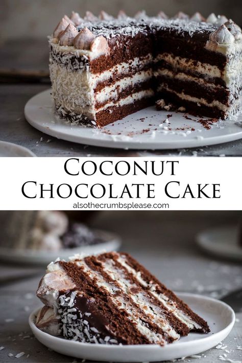 Chocolate Bounty Cake, Chocolate Coconut Bounty Cake, Bounty Birthday Cake, Chocolate Cake With Coconut Filling, Chocolate Cake Coconut Frosting, Bounty Cake Decoration, Coconut Chocolate Cake Recipe, Chocolate Cake With Coconut Frosting, Bounty Chocolate Cake