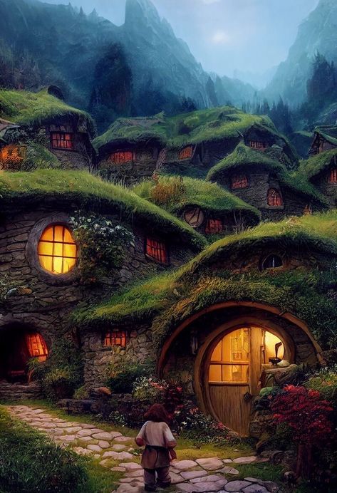 Hobbit Hole Aesthetic, Hobbit House Drawing, Hobbit Hole Drawing, Hobbit House Aesthetic, Hobbit Hole House, Hobbit Quilt, Hamster Photography, Minecraft Hobbit Hole, Hobbit Shire