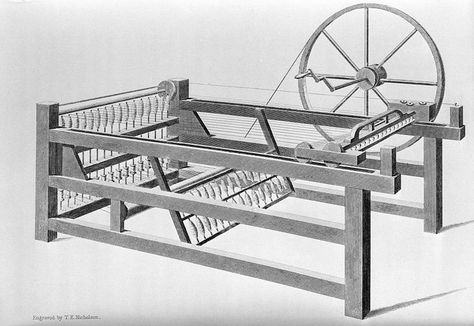 A Visual History of the Industrial Revolution: 1764 - Increased Yarn and Thread Production During Industrial Revolution Industrial Revolution Inventions, Spinning Jenny, Richard Arkwright, Class 10 Social Science, North England, Looms Weaving, Cotton Mill, Spinning Wool, Drawing Cartoon