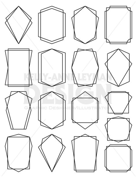 Geometric Frame Design, Frames Design Graphic, Digital Frames, Label Clips, Digital Bullet Journal, Digital Labels, 타이포그래피 포스터 디자인, Image Paper, Frame Vector