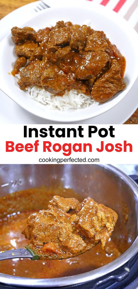 Josh Rogan Curry, Instant Pot Beef Curry Recipes, Beef Vindaloo Instant Pot, All In One Cooker Recipes Phillips, Beef Rogan Josh, Beef Rogan Josh Recipe, Instapot Indian Food, Beef Shank Instant Pot, Instant Pot Beef Curry