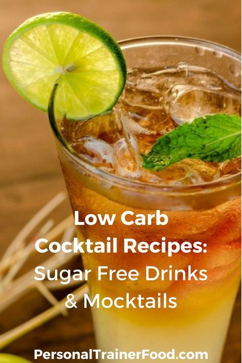 Here’s a great collection of sugar-free low carb cocktail recipes that will keep your party going! @PTrainerFood Sugar Free Alcoholic Drinks, Alcohol Punch, Sugar Free Alcohol, Mock Cocktails, Healthy Cocktail Recipes, Low Sugar Drinks, Sugar Free Cocktails, Low Carb Cocktails, Sugar Free Drinks