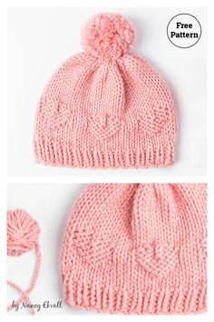 Helena Heart Newborn Hat Free Knitting Pattern Baby Knit Hat Pattern Free, Prem Baby Knitting Patterns Free, Knitted Baby Hats Free Patterns, Baby Knitting Patterns Free Newborn, Baby Hats Knitting Free, Newborn Knit Hat, Baby Hat Knitting Patterns Free, Baby Hat Free Pattern, Girls Knit Hat