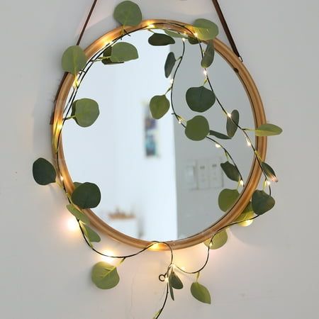 Lights And Leaves Room Decor, Led Lights And Fairy Lights Bedroom, Vines For Bedroom Decor, Boho Theme Bedroom Decor, Cottagecore Room Decor Ideas Vintage, Forest Green Room Decor, Leave Decorations Bedroom, Green Theme Bedroom Decor, Dorm Decor Idea