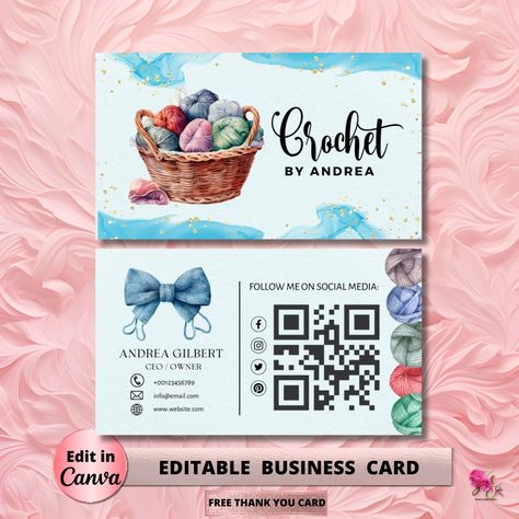 Free Thank You Cards, Small Business Plan, Canva App, Crochet Business, Visiting Card, Diy Template, Visiting Cards, Business Card Templates, Business Card Template