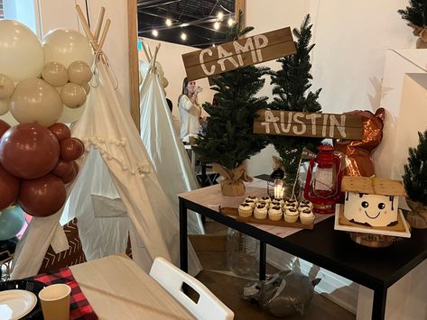 One Happy Camper Table Decor, One Happy Camper Centerpieces, One Happy Camper First Birthday, Camper Table, Camper Diy, One Happy Camper, 1st Birthday Ideas, First Bday, Happy Camper