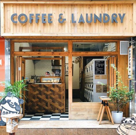 ☕️ Coffee first or laundry first? Or, just do them at the same time.  - 📌A very first coffee bar with 24-hour laundry in Hong Kong. Lovely hint: a perfect shooting spot there! - 📷 credits: @coffeeand.hk Laundry Cafe, Laundry Service Business, Laundromat Business, Dry Cleaning Business, Self Service Laundry, Laundry Business, Coin Laundry, Small Coffee Shop, Laundry Pods