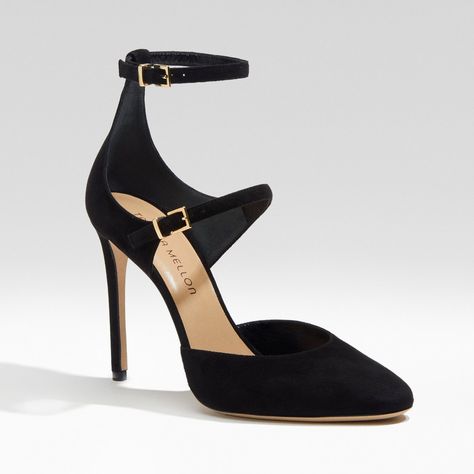 Shop the Tamara Mellon Paramour Black Suede Heels as seen on Meghan Markle Tamara Mellon Shoes, Meghan Markle Dress, Meghan Markle Outfits, Tamara Mellon, Chic Heels, Strappy Stilettos, Fashion Slippers, Strappy Shoes, Black Suede Heels