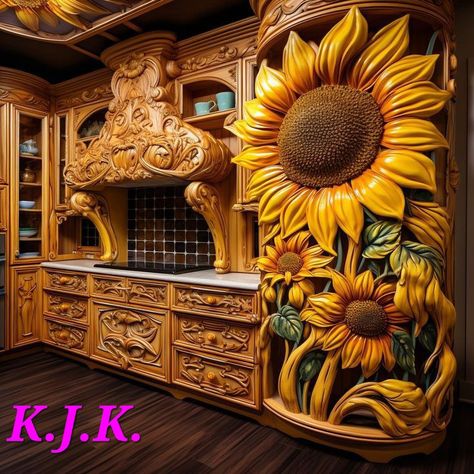 Sunflower Stuff, Sunflower Room, Sunflower Home Decor, Sunflower Artwork, Fantasy Furniture, Interior Design Your Home, Ranch Decor, Wealth And Abundance, Fantasy Decor