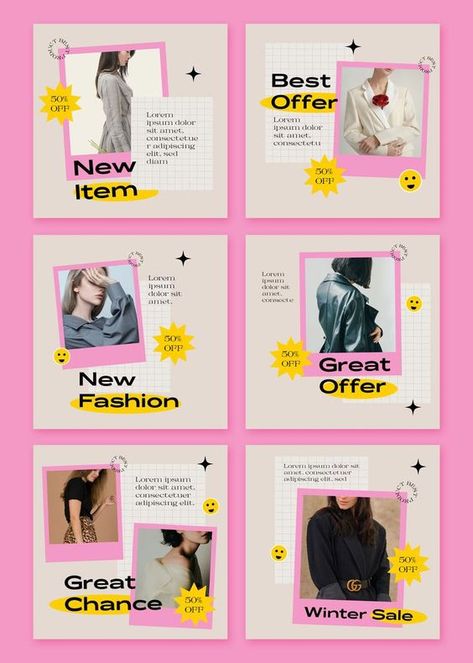 Aesthetic Fashion Instagram Post Templates PSD, AI #instagramreeltemplateaesthetic #instagramreeltemplateideas #instagramreelstemplatedesign Fashion Instagram Post, Steam Girl, Social Media Branding Design, Social Templates, Instagram Banner, Instagram Inspiration Posts, Social Media Design Inspiration, Instagram Feed Ideas, Social Media Templates