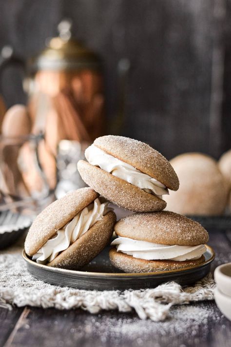 Snickerdoodle Whoopie Pies, Fluffy Vanilla Buttercream, Chocolate Chip Sandwich Cookies, Chip Sandwich, Whoopi Pies, Candy Caramel, High Altitude Baking, Spring Baking, Bars Chocolate