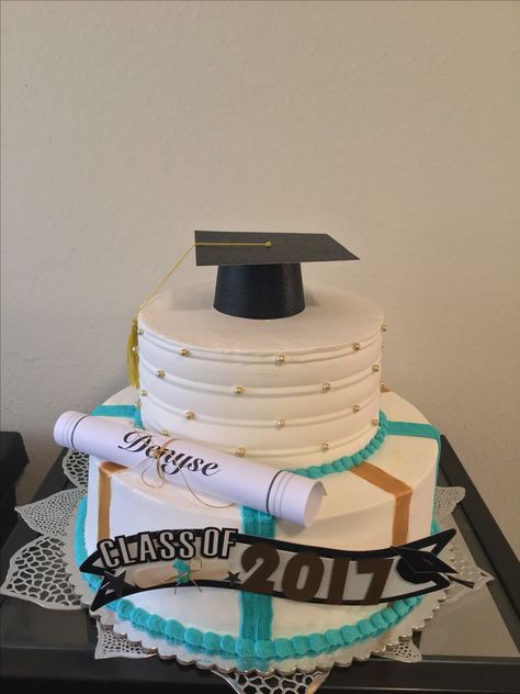 Teal And Gold Graduation Party Ideas, Teal Graduation Party Ideas, Grad Accessories, Graduation Deserts, Grad Cakes, Senior Party, Graduation Party Cake, Gold Graduation Party, Graduation Party Ideas