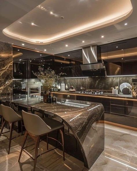 Prestige -Decortion Luxury Room Design, Mansion Kitchen, Luxury Mansions Interior, Ceiling Design Ideas, Dream Kitchens Design, Dream Apartment Decor, House Arch Design, Design Your Kitchen, Best Kitchen Designs