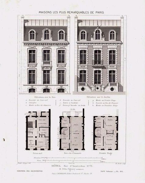 Parisian Townhouse French Townhouse Floor Plan, Roof Addition, Layout House, Dollhouse Plans, Townhouse Exterior, French Apartment, Mansard Roof, Vintage House Plans, Architectural Floor Plans