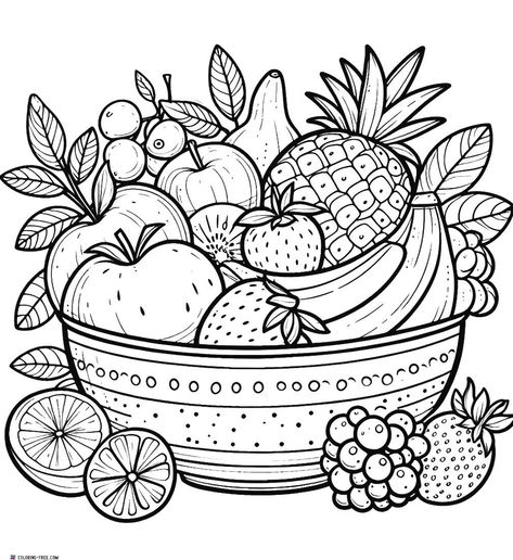 20 Fruit Coloring Pages (Free Unique Printables) Fruit Doodle, Fruit Coloring, Food Coloring Pages, Fruit Coloring Pages, Fruits Drawing, Cat Coloring Book, Fruit Picture, Kids Coloring Book, Drawing Activities