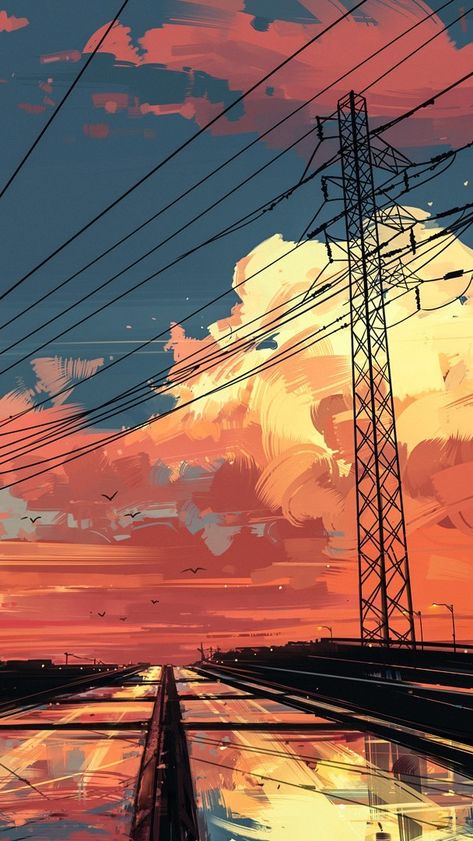 Things To Draw In Procreate, Draw In Procreate, Alena Aenami, Power Lines, Things To Draw, To Draw, Oil Painting, Water, Music