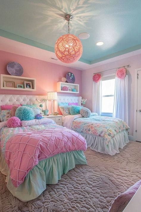 Sister Bedroom Ideas Shared Rooms Small Spaces, Girl Room Makeover, Organiser Cucina, Shared Girls Room, Girls Room Ideas, Toddler Girl Room, Kids Bedroom Inspiration, Kids Bedroom Ideas, Sleep Sanctuary