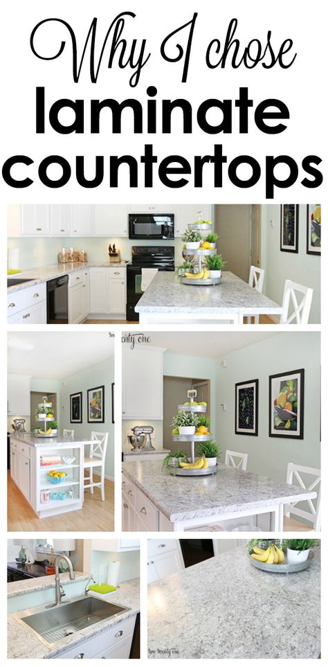 Why I chose laminate kitchen countertops instead of granite. Countertops Formica, Laminate Kitchen Countertops, Countertops Laminate, Beautiful Countertops, Granite House, Island Layout, Clear Containers, Kitchen Countertops Laminate, Replacing Kitchen Countertops