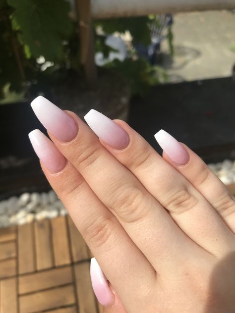 Acrylic Nails Ballerina Pink, Baby Bomernails, Summer Nails Ballerina Shape, Ballerina Nails Designs, Baby Boomers Nails, Hair And Nail Salon, White Nail Designs, Thanksgiving Nails, Ballerina Nails