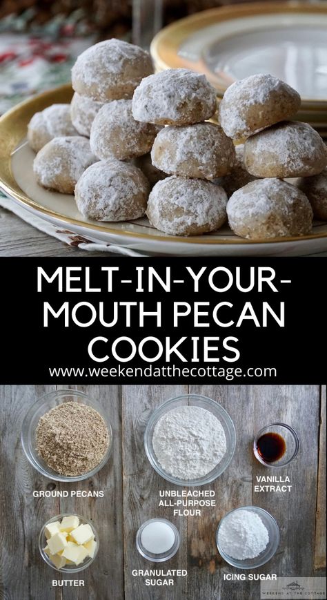 Pecan Balls, Christmas Baking Recipes, Pecan Cookies, Christmas Candy Recipes, Christmas Gift Basket Ideas, Xmas Cookies, Christmas Gift For Mom, Gift Basket Ideas, Christmas Snacks