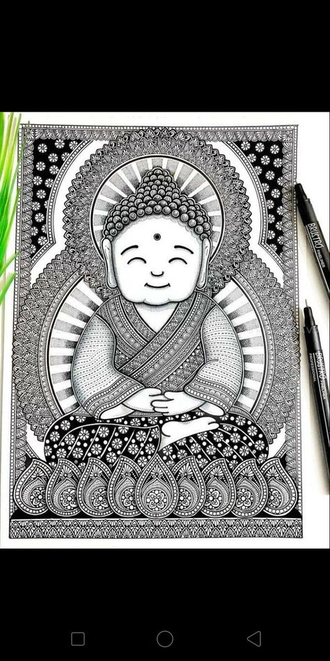 #instaartist #illustrator #design #artistoninstagram #sketchbookdrawing #pencilartist #pen #animeart #dibujo #inktober #pencildrawings #instagood Gautam Buddha Mandala Art, Temple Mandala Art, Buddha Mandala Artwork, Mahadev Mandala Art, Mandala Art Buddha, Bhagwan Buddha, Buddha Mandala Art, Ganpati Drawing, Creative Mandala