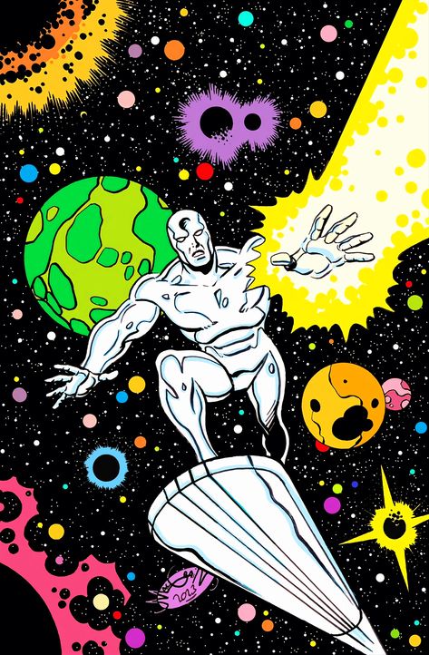 r e m a s t e r e d Marvel Comic Collage, Silver Surfer Wallpaper, Silver Surfer Comic, Retro Comic Art, Tattoos 2024, Wallpaper Marvel, Spiderman Comic Art, Japanese Wallpaper, Marvel Comics Vintage