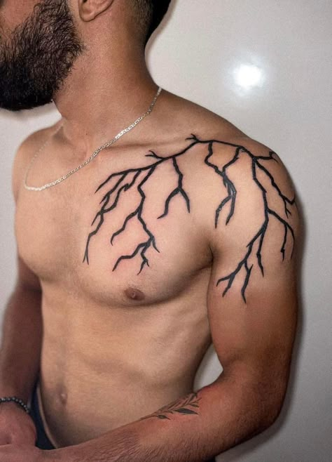 Vein Tattoo Shoulder, Chest And Upper Arm Tattoo, Freestyle Chest Tattoo, Big Shoulder Tattoo Men, Cover Up Shoulder Tattoo Men, Shoulder Cap Tattoo Men, Left Shoulder Tattoo For Men, Shoulder To Chest Tattoo For Men, Shoulder Cap Tattoo For Men