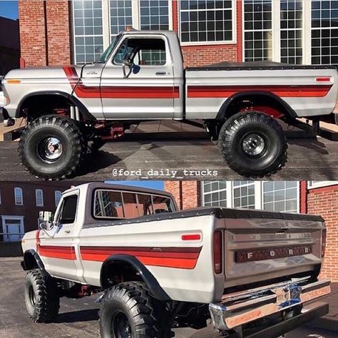 Dentside Ford, Old Ford Pickup Truck, Old Ford Pickups, 1979 Ford Truck, Toyota Cruiser, Car Stripes, Cafe Racer Design, Ford Diesel, Custom Pickup Trucks