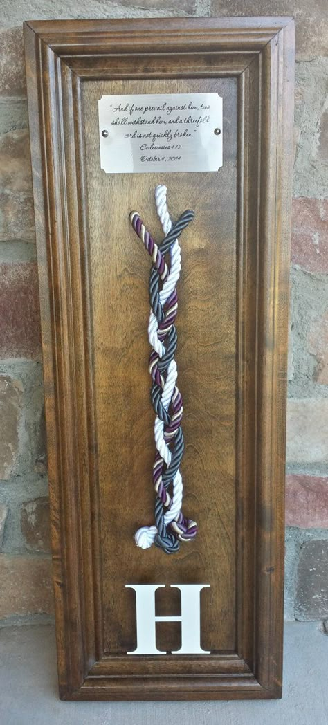 Unity Wedding Braid with LARGE PLAQUE / by rusticloveboutique Braiding Unity Ceremony, Handfasting Display, Graduation Cords Display Cute Ideas, Handfasting Cord Display, Braid Alternative, Wedding Ceremony Ideas Unity, Ceremony Ideas Unity, Graduation Plaque, Unity Braid