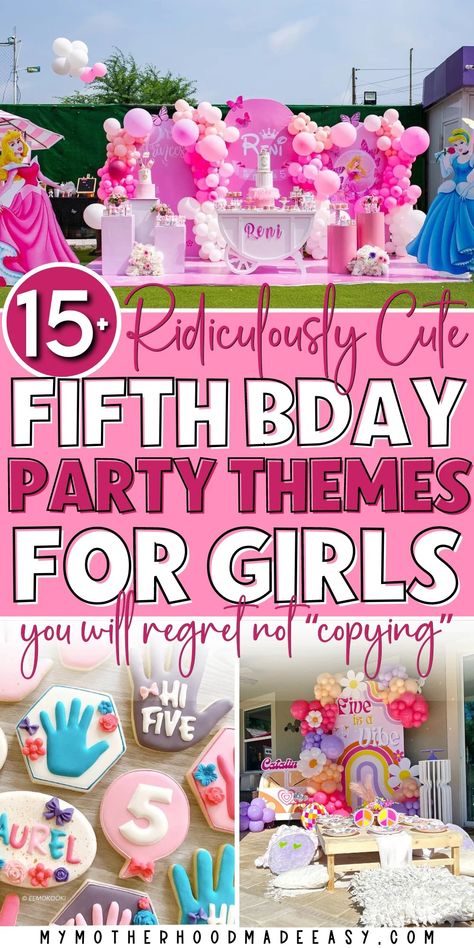 15+ Uniquely Cute 5th Birthday Party Ideas for Girls (2024) Trending Birthday Party Ideas, 5 Yo Birthday Party Ideas, 5 Birthday Party Theme, 5th Bday Party Ideas Girls Kids, 5th Birthday Unicorn Party, Five Year Old Girl Birthday Party Theme, Five Birthday Party Ideas Girl, 5th Birthday Themes Girl, Five Year Old Birthday Party Ideas Girl