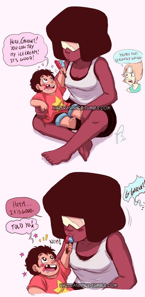 "Garnet just can�’t resist that cutie pie’s face!" Baby Steven Universe, Ruby X Sapphire, Garnet Steven, Garnet Steven Universe, Steven Universe Pictures, Steven Uni, Steven Universe Diamond, Steven Universe Anime, Universe Images