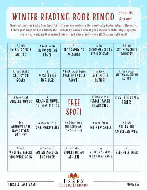 Winter Reading Challenge, Bingo Activities, Holiday Reading List, Book Bingo, Reading Bingo, Reading Incentives, Winter Reading, Reading List Challenge, Library Activities