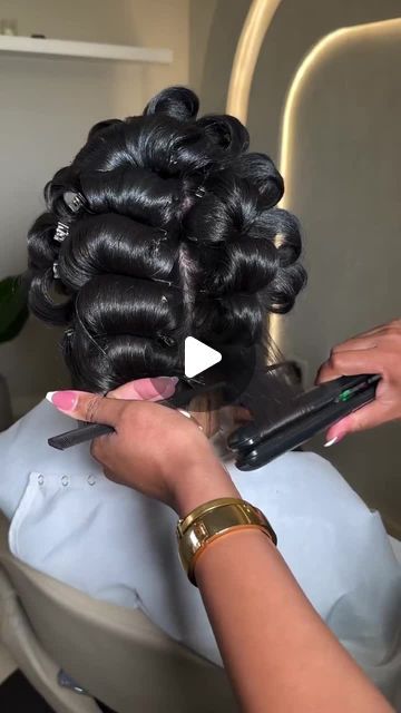 Pin Curls For Black Women, Pin Curl Hair, Iron Curls, Ceramic Flat Iron, Flat Iron Curls, Pin Curls, Flat Iron Hair Styles, Silk Press, Hair Collection