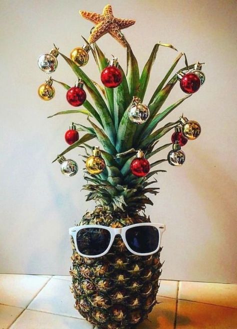 Pineapple Christmas, Hawaii Christmas, Coastal Christmas Tree, Hawaiian Christmas, Alternative Christmas Tree, Tropical Christmas, Beach Christmas, Coastal Christmas, Diy Christmas Tree