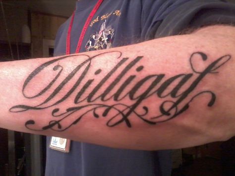 D.I.L.L.I.G.A.F. Dilligaf Tattoo, Friendship Tattoos, Family Tattoos, Picture Tattoos, Jesus Fish Tattoo, I Tattoo, Tattoo Quotes, Tatting, Piercings