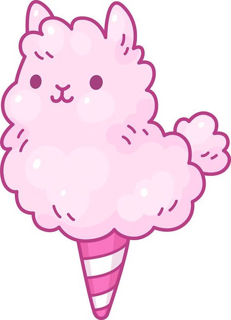 Cotton candy llama Llama Drawing, Candy Drawing, Candy Stickers, Cute Kawaii Animals, Cute Llama, Cute Animal Drawings Kawaii, Cute Kawaii Drawings, Kawaii Animals, Kawaii Stickers