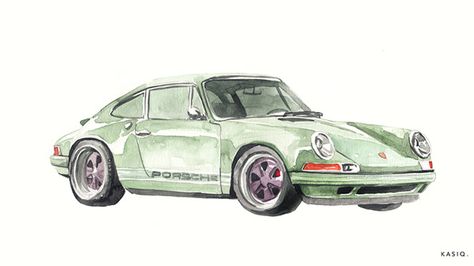 Porsche on Behance Porsche Watercolor Painting, Retro Watercolor Art, Porsche Watercolor, Porsche Sketch, Porsche Illustration, Porsche Drawing, Porsche Painting, Cars Watercolor, Porche Vintage