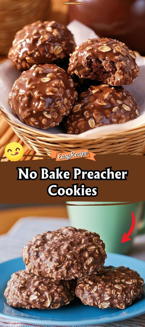 Whip up a quick and tasty treat with No Bake Preacher Cookies, combining oats, cocoa, and peanut butter in a delightful no-bake cookie that's perfect for last-minute guests or a sweet snack. These cookies are not only delicious but also easy to make, requiring just a few pantry staples and no oven time. #NoBakeCookies #QuickDesserts #SweetSnacks Preacher Cookies Easy, No Bake Cookies Pretzels, No Bake Peanut Butter Pretzel Cookies, No Bake 3 Ingredient Desserts, No Bake Cookies With Marshmallows, Preacher Cookies Recipe, No Bake Drop Cookies, O Bake Cookies, Perfect No Bake Cookies