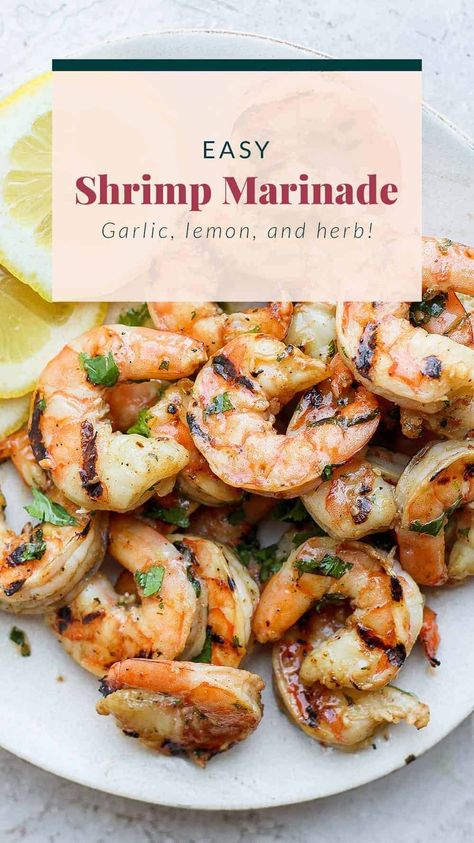 This juicy shrimp marinade adds so much flavor to your shrimp with Worcestershire sauce, garlic, dijon mustard, fresh herbs, and a little citrus. Grilled Shrimp Marinade, Lime Salad Dressing, Pan Fried Shrimp, Shrimp Marinade, Marinated Shrimp, Juicy Shrimp, Easy Shrimp, Marinade Recipes, Fried Shrimp