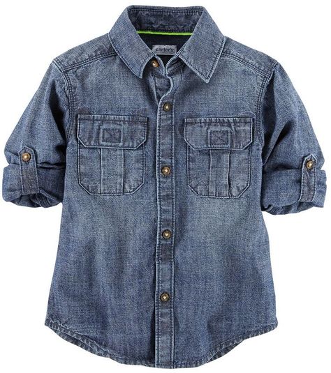 Boys Denim Shirt, Toddler Boy Tops, Kids Shirts Boys, Baby Boy Tops, Clothes For Boys, Carter Kids, Boys Denim, Kids Denim, Stylish Boys