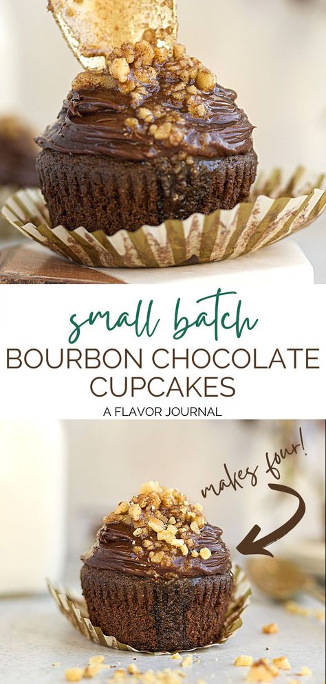 Bourbon Dessert Recipes, Boozy Cupcakes Recipes, Bourbon Dessert, Boozy Baking, Bourbon Chocolate, 4 Cupcakes, Chocolate Cupcake Recipe, Boozy Cupcakes, Boozy Chocolate