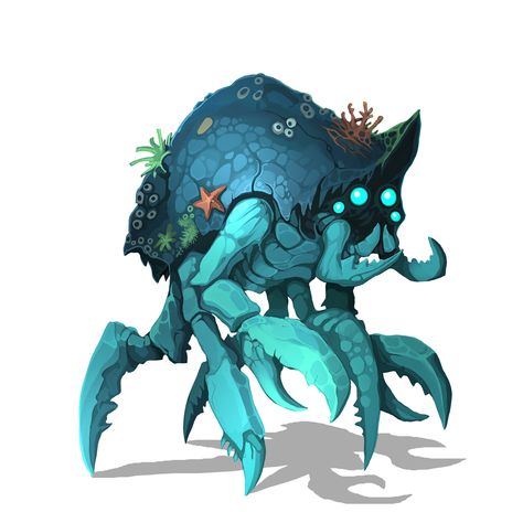 Crab Character Design, Shell Creatures, Crab Monster, Dnd Animals, Rock Crab, Crab Art, Fantasy Ideas, Rpg Characters, Dnd Monsters