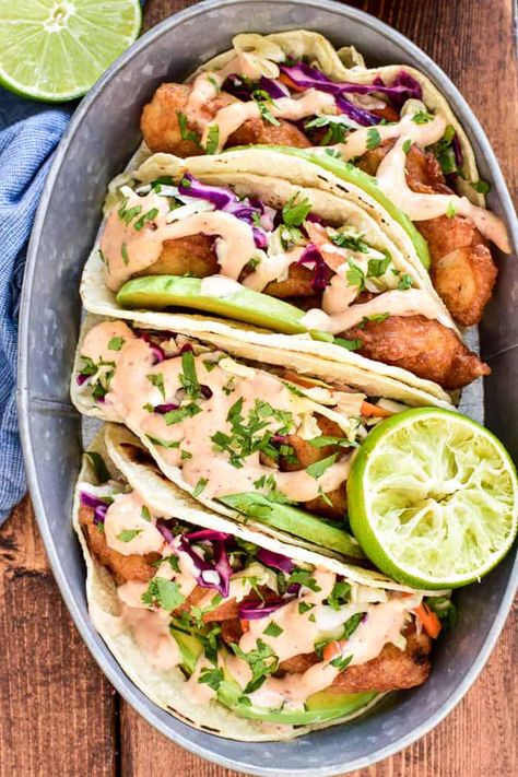 Baja Fish Tacos – Lemon Tree Dwelling Baja Sauce For Fish Tacos, Sauce For Fish Tacos, Citrus Slaw, Sauce For Fish, Fish Tacos With Cabbage, Baja Sauce, Lemon Tree Dwelling, Baja Fish Tacos, Chipotle Mayo